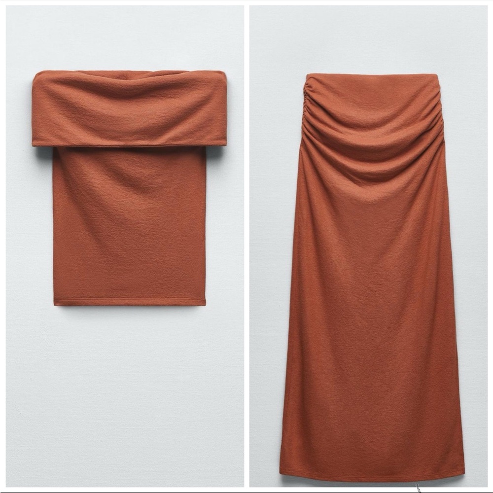 Zara Rust Midi Skirt
